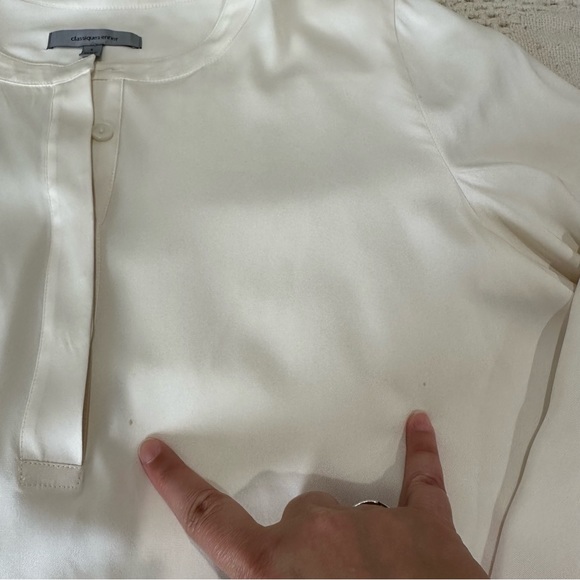 CLASSIQUES ENTIER Ivory Silk Long Sleeve Blouse Popover Tunic Top Cream … - Picture 11 of 13